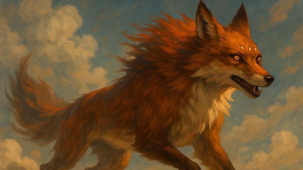 Majestic Fox in Dreamlike Skies Artistry wallpaper