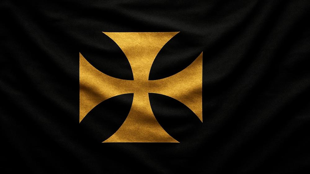 Golden Cross Emblem on Velvet Black wallpaper