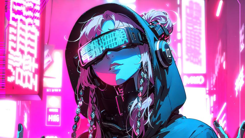 Cyberpunk Serenity The Futuristic Glow of Pink Dreams wallpaper