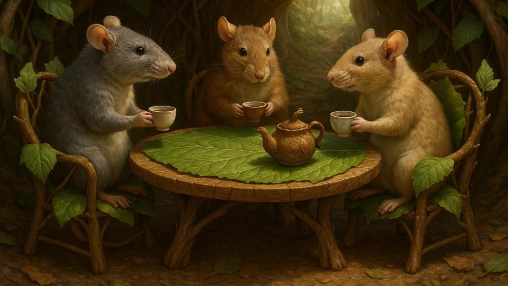 Enchanted Rodent Gathering in a Woodland Haven wallpaper
