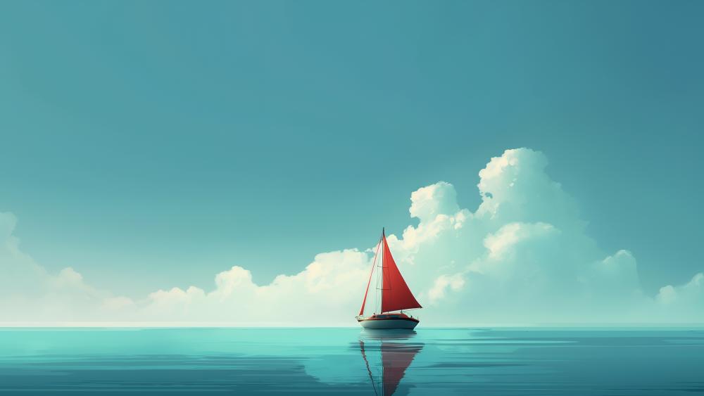 Sailing Serenity with Minimalist Charm wallpaper