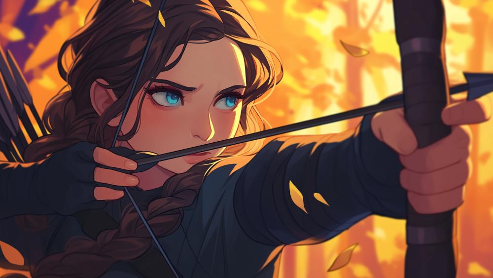 Anime Girl Archer Ready for Action wallpaper