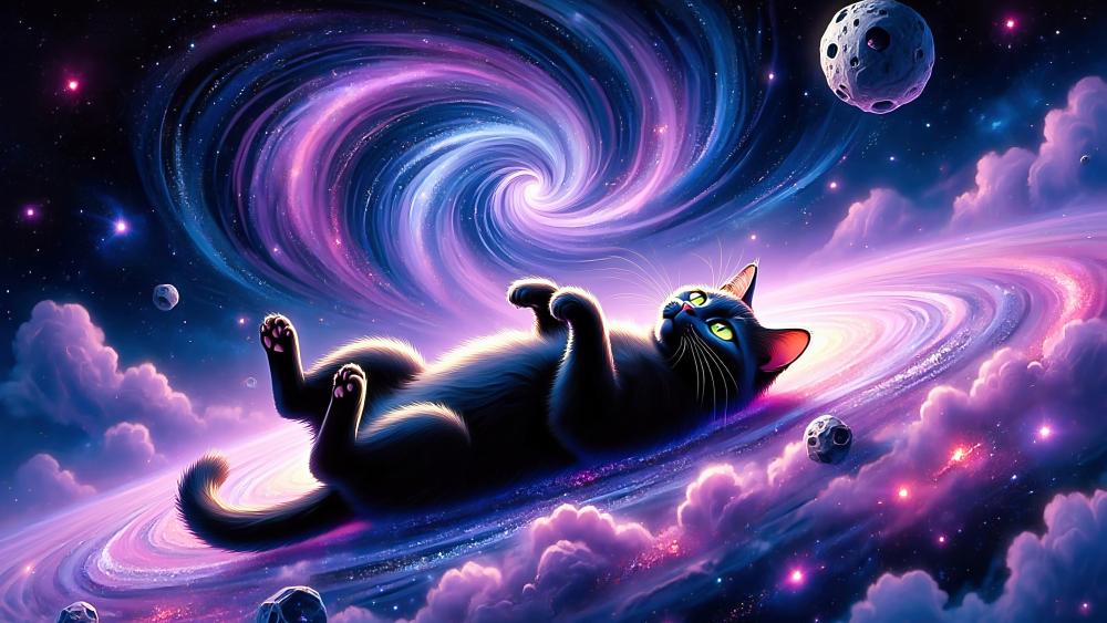 Cosmic Cat Adventures in a Whimsical Universe wallpaper