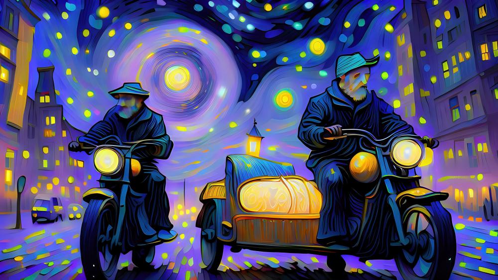 Riding Through a Starry Nightscape wallpaper