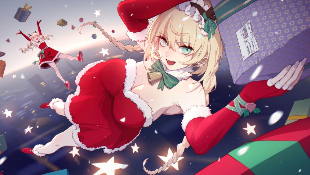 Santa Girl's Festive Adventure in 4K wallpaper