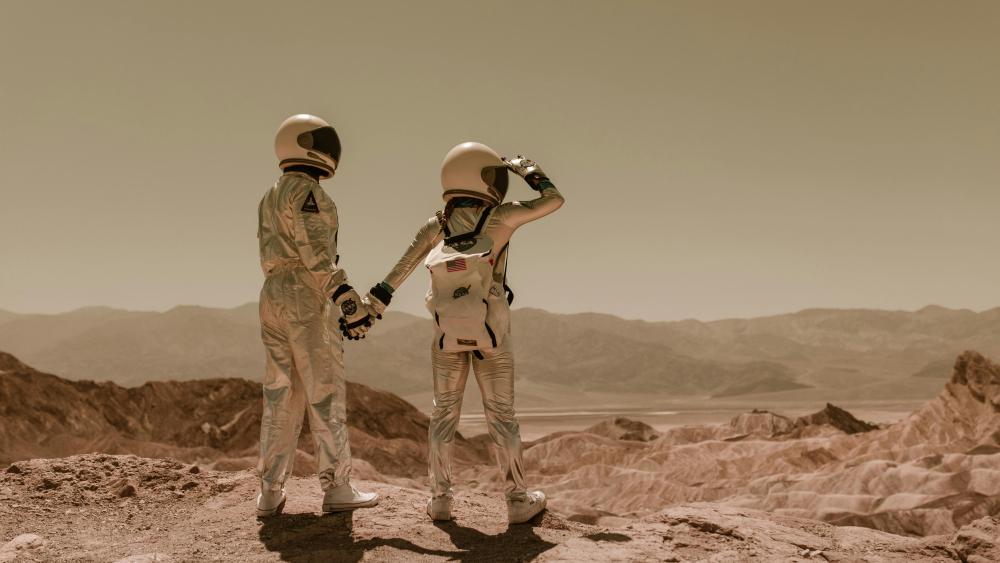 Explorers on an Alien Planet wallpaper