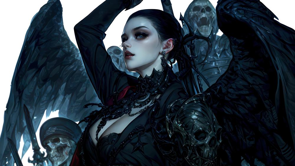 Dark Angelic Beauty in Gothic Fantasy wallpaper