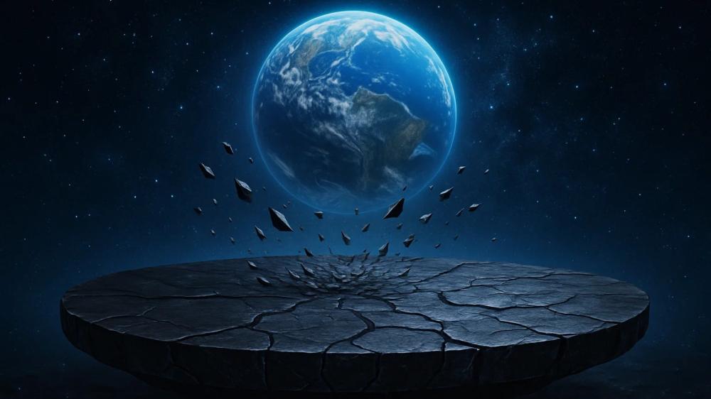 Earth's Cosmic Dance in Abstract Space wallpaper