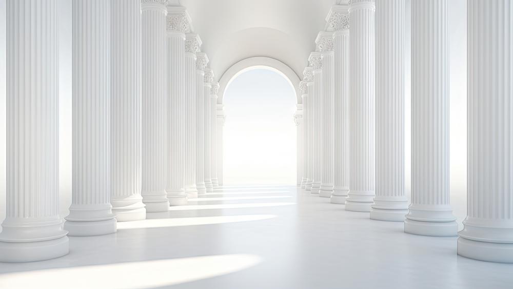 Timeless Elegance of White Columns in 5k wallpaper