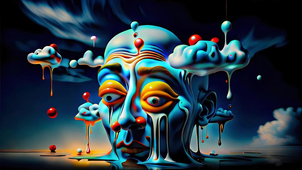 Surreal Face Dripping in a Dreamscape wallpaper