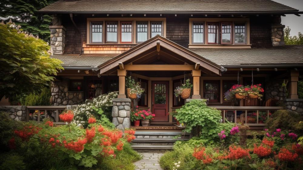 Timeless Charm of a Rustic Home in Bloom wallpaper