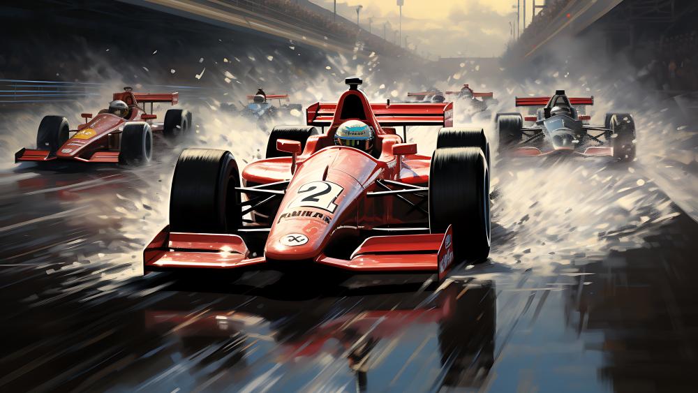 Speeding Through the Rainy Circuit in 5K wallpaper