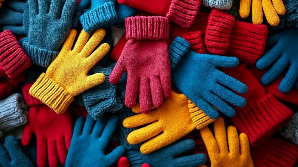Colorful Woolen Gloves Abstract Art wallpaper