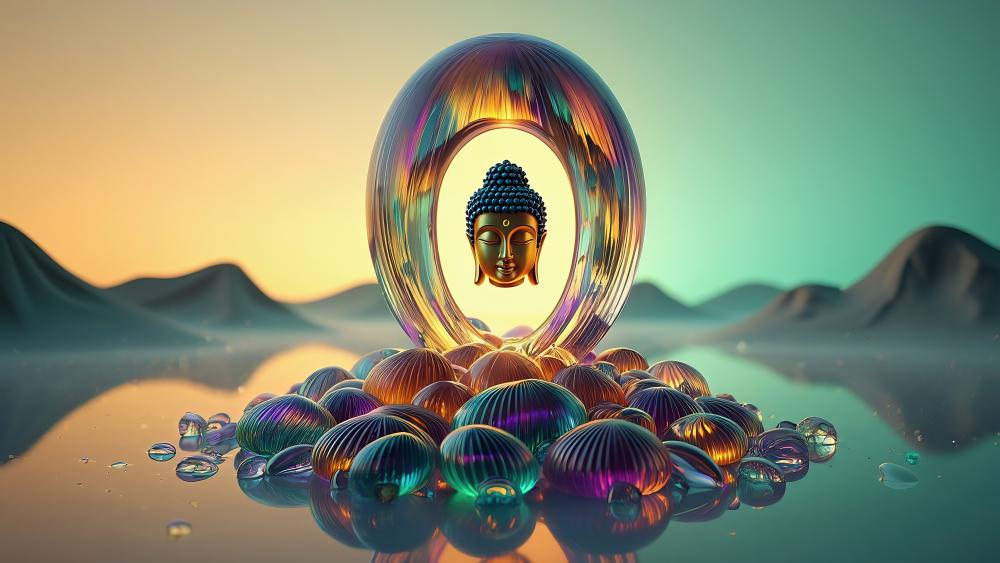 Tranquil Cosmic Harmony in Digital Realms wallpaper