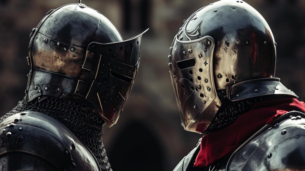 Knights in Battle-Ready Stance wallpaper