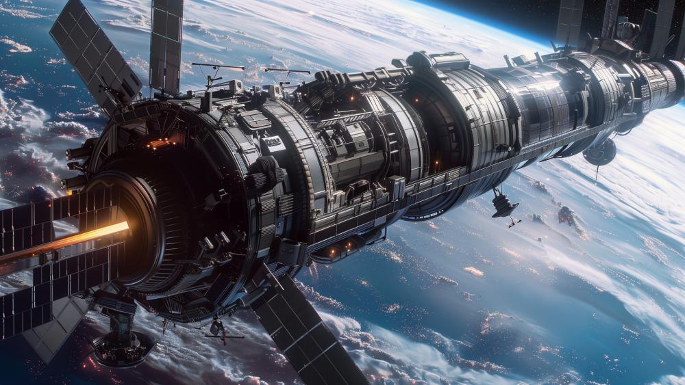 Futuristic Space Station in Orbit wallpaper