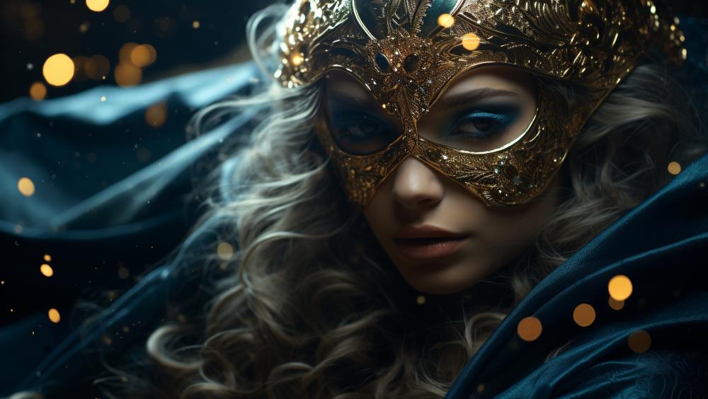 Masked Elegance A Dance of Mystery and Festivity wallpaper