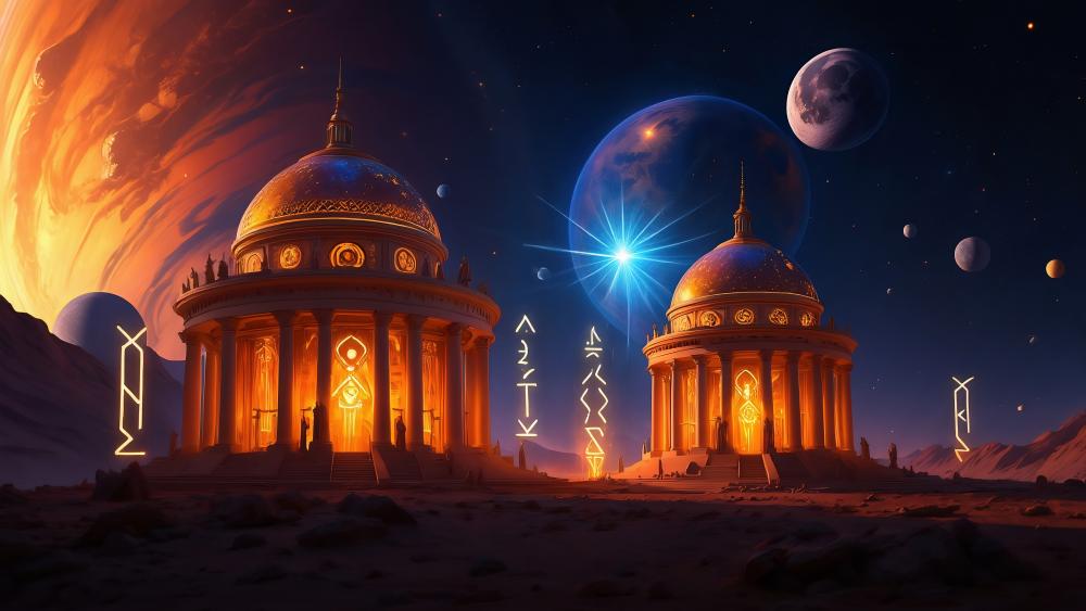 Night Reverie in a Celestial Dome Fantasy wallpaper