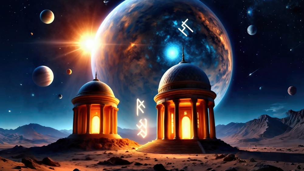 Celestial Domes Under a Galactic Sky wallpaper