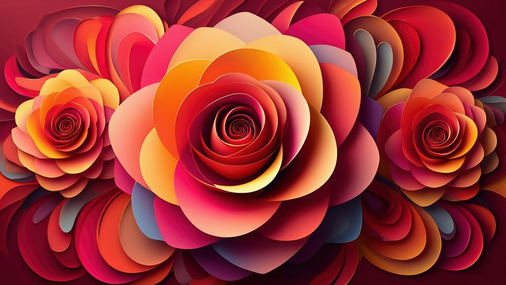 Multicolor Abstract Floral Fusion wallpaper