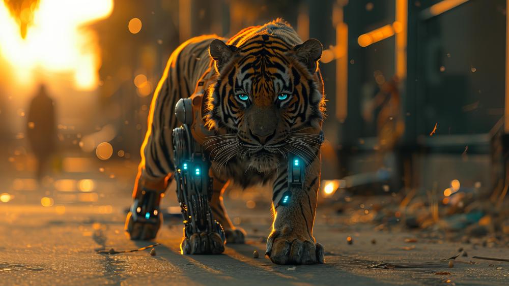 Cybernetic Majestic Prowl: Futuristic Apex Predator wallpaper