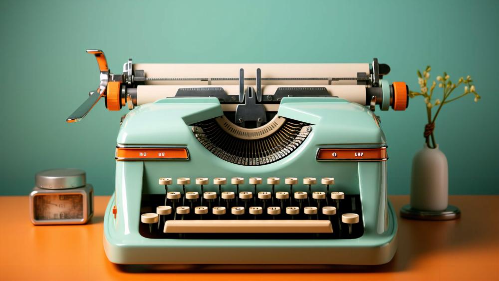 Retro Typewriter Meets Modern AI Aesthetic in 5K Art wallpaper