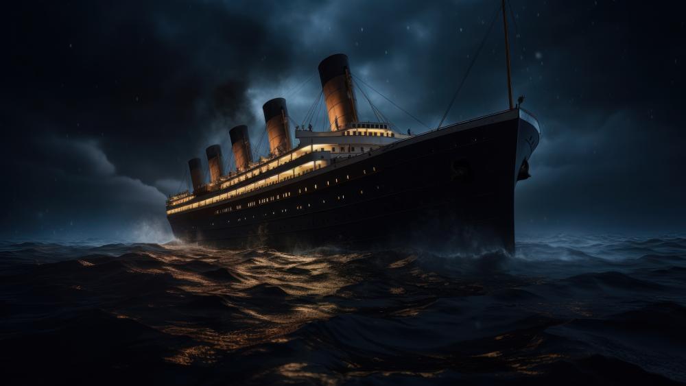 Titanic at Dusk an AI Art Masterpiece wallpaper
