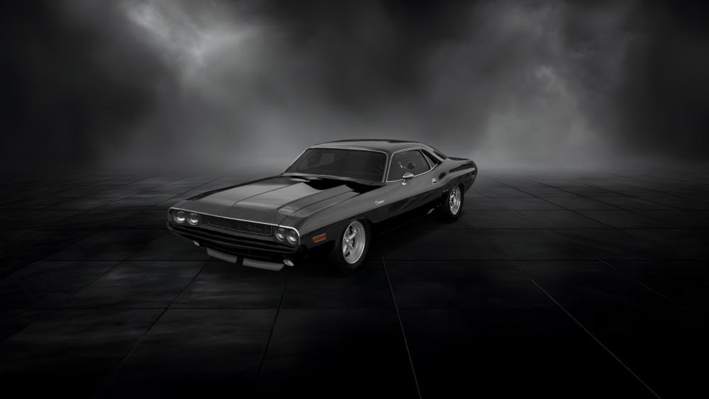 Vintage Dodge Challenger in Monochrome Elegance wallpaper