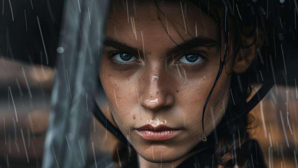 Samurai Spirit in the Rain wallpaper