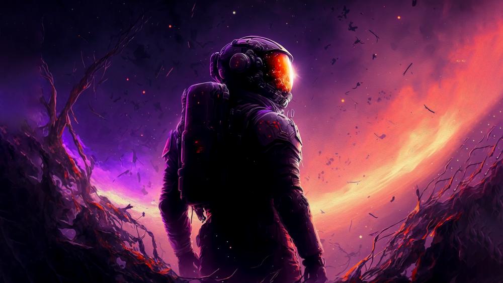 Neon Astronaut on an Alien World wallpaper