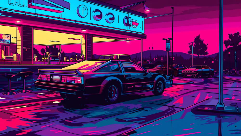 Neon Dreams at the Retro Diner wallpaper
