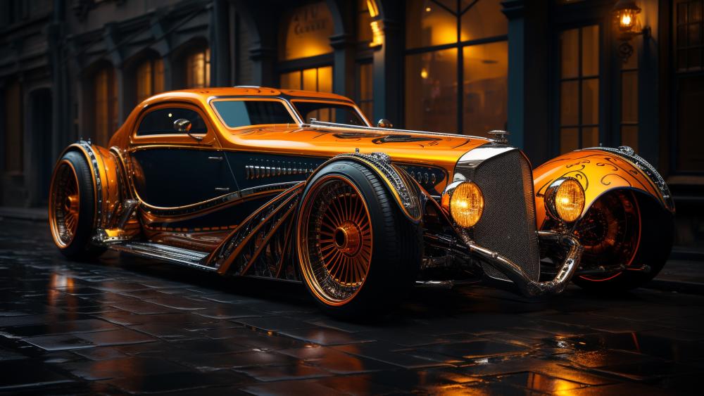 Futuristic Elegance on Rainy Streets wallpaper