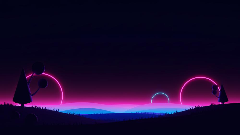 Neon Dreamscape in a Digital Wilderness wallpaper