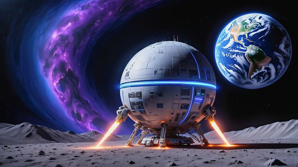Spacecraft on a Cosmic Exploration wallpaper