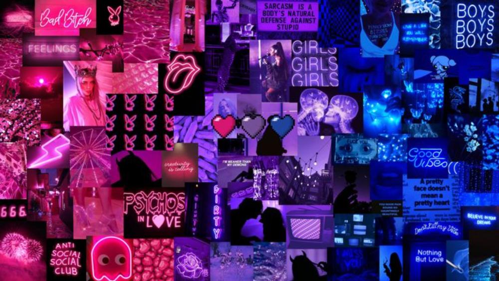 Vibrant Neon Bisexual Pride Collage wallpaper