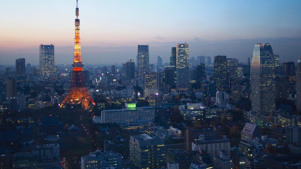 Tokyo's Illuminated Skyline at Dusk wallpaper