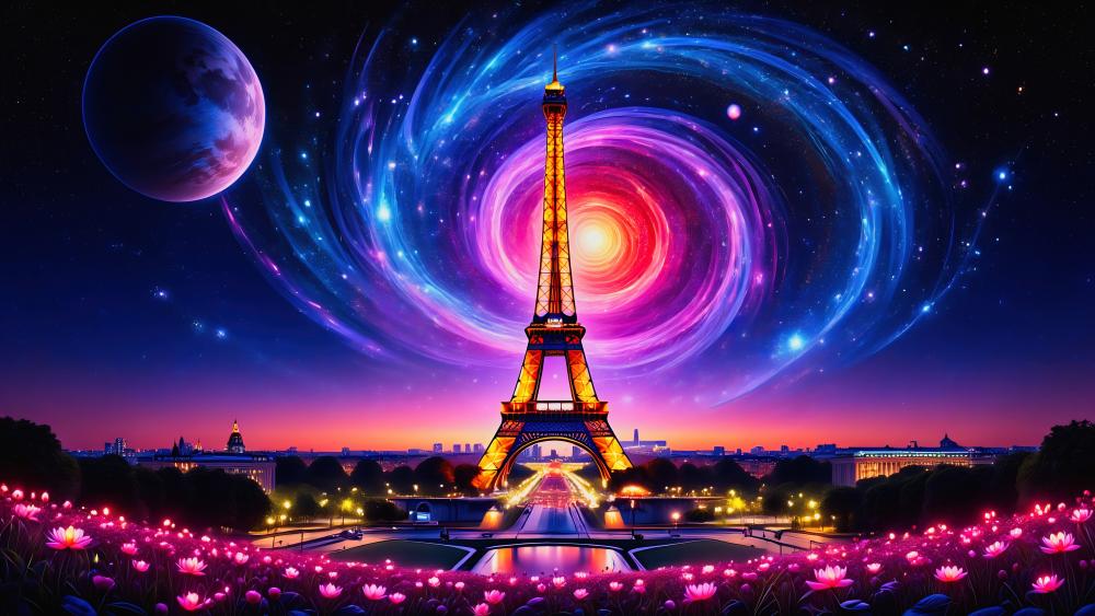 Cosmic Storm Over Paris wallpaper