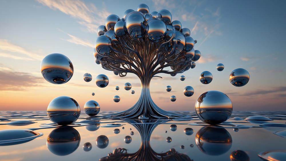 Shimmering World of Surreal Reflections wallpaper