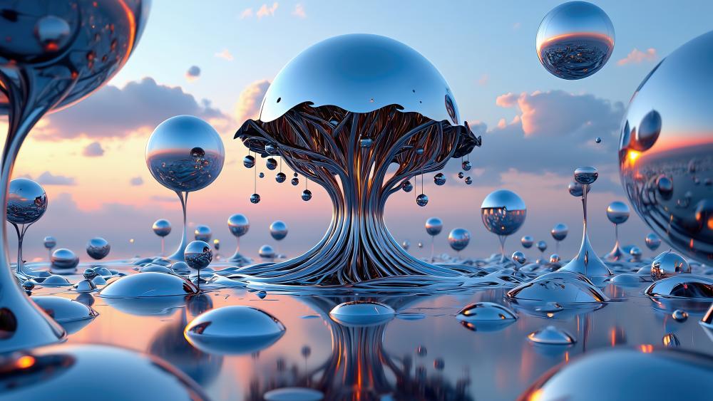 Bubble Reflections in Liquid Serenity wallpaper