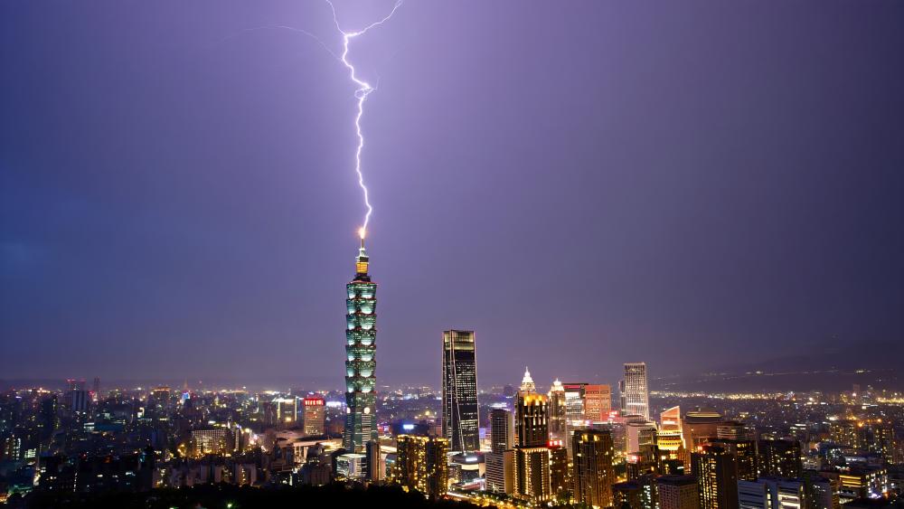 Thunderstorm Over Taipei's Iconic Skyline wallpaper