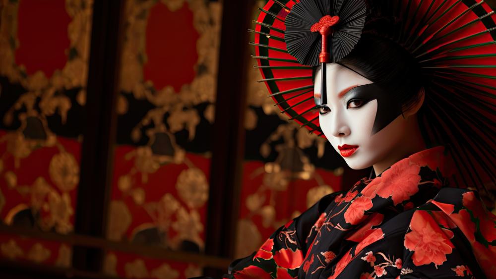 Geisha Elegance in Traditional Splendor wallpaper