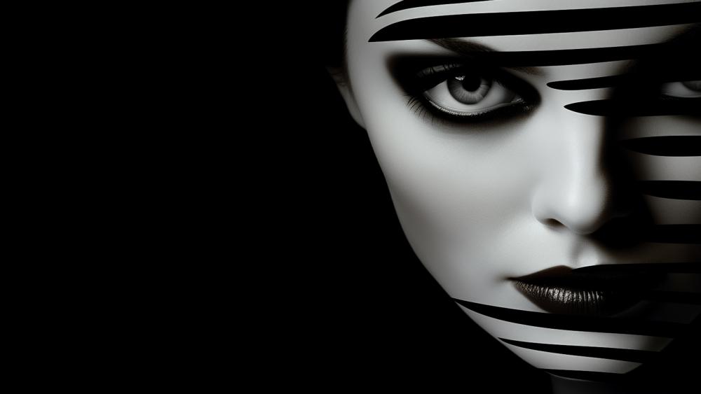 Monochrome Elegance: A Mysterious Gaze wallpaper