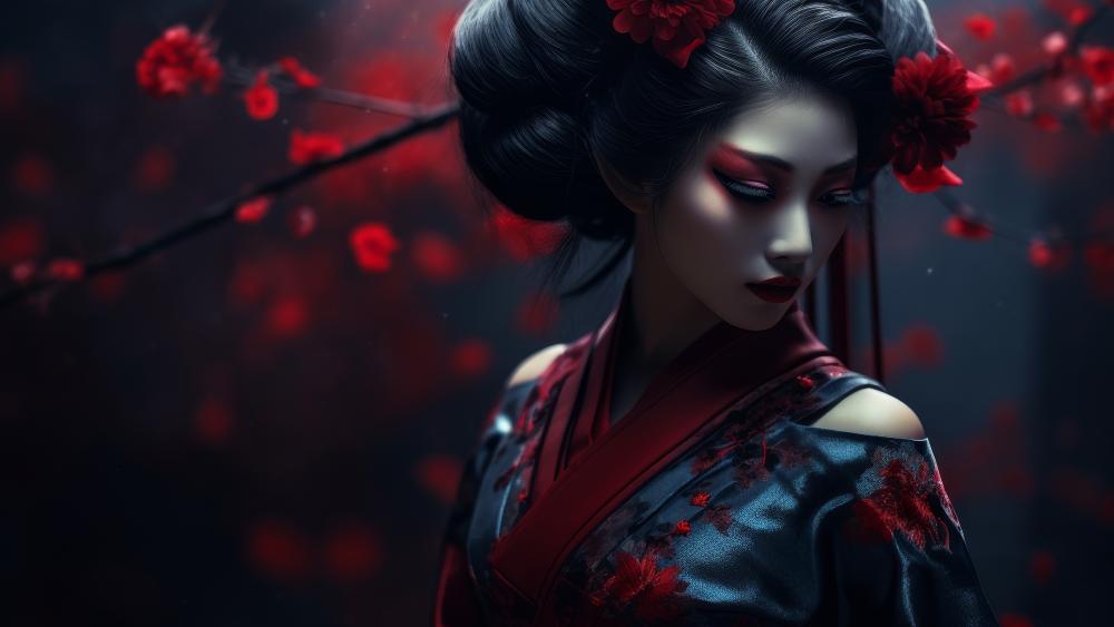 Geisha Elegance in AI-Enhanced Artistry wallpaper