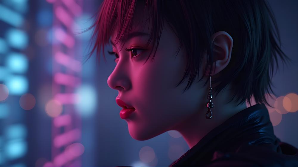 Oriental Elegance in Neon Glow wallpaper