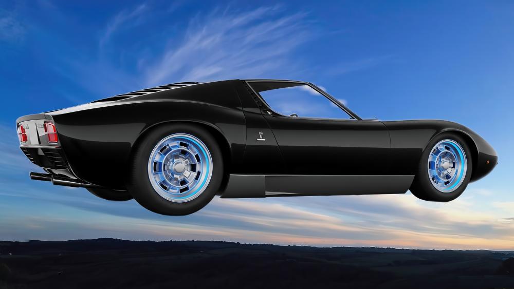 Lamborghini Miura in a Futuristic Setting wallpaper