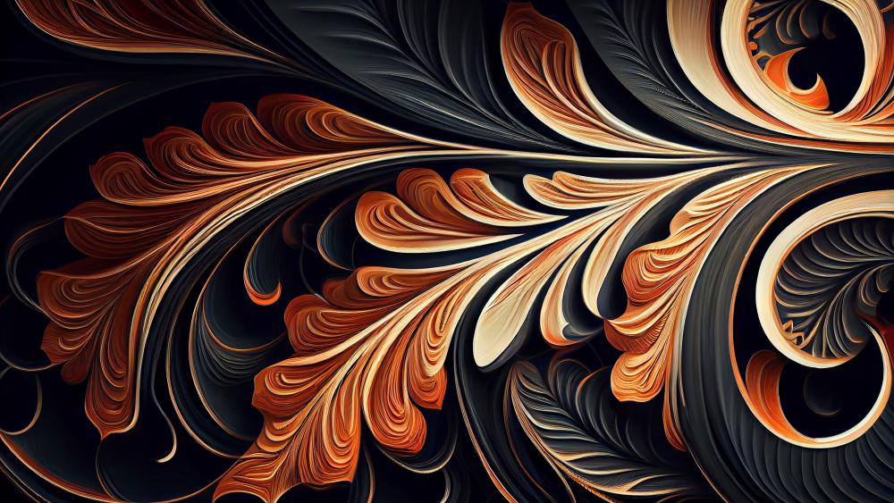 Intricate Swirls of Fiery Elegance in Fractal Design wallpaper