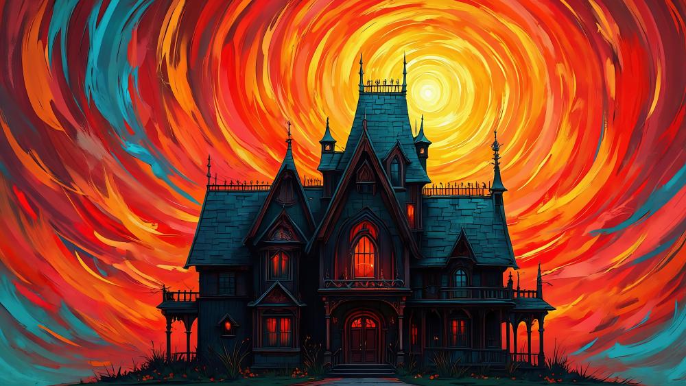 House In a Red Vortex wallpaper