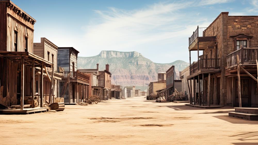 Western Desert Town AI Art in 5K Detail wallpaper