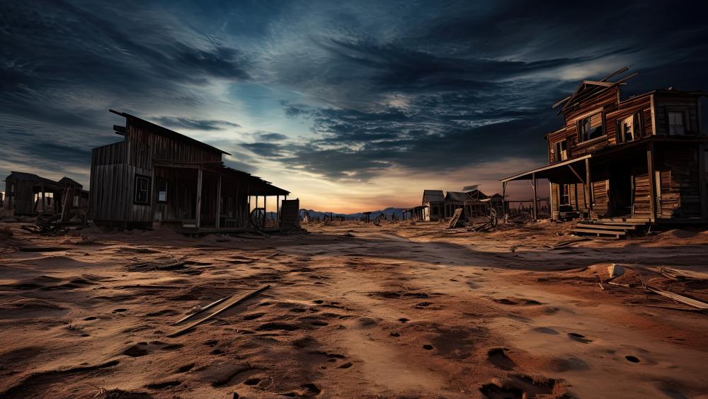 Western Dreamscape of an AI-Rendered Desert Town wallpaper