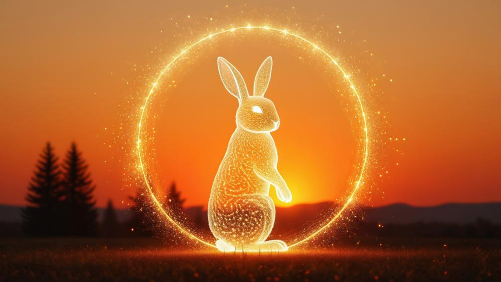 Mystical Radiance of the Glowing Rabbit wallpaper